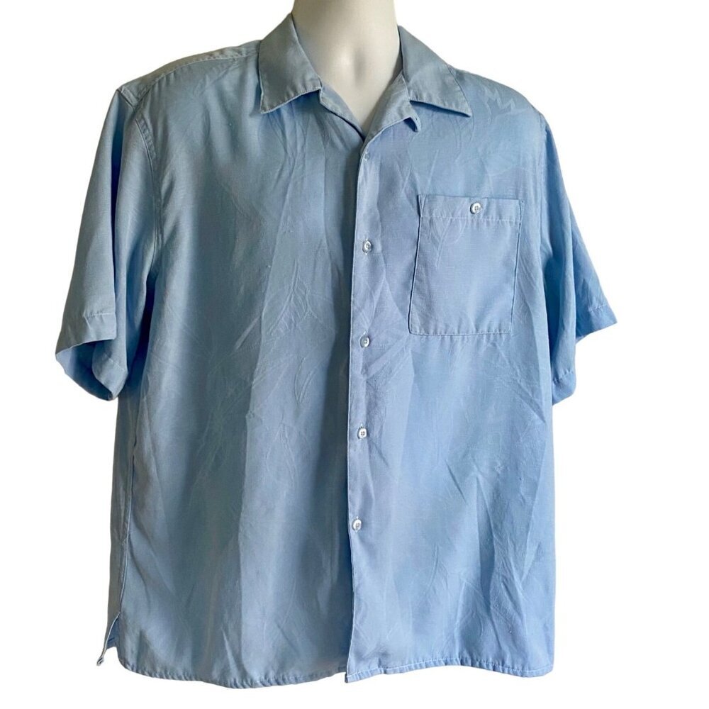 Cabana Sueded Light Blue Short Sleeve Button-Down Shirt Men's Large